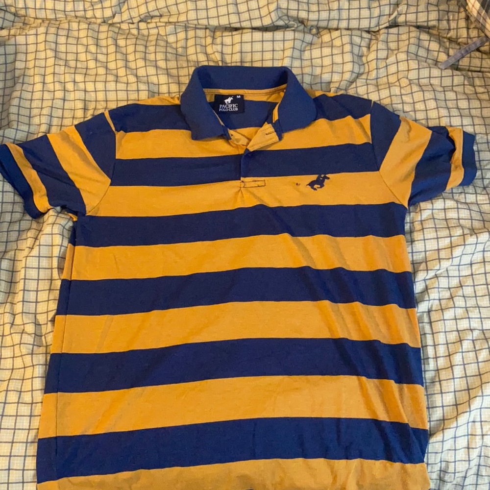 Yellow and blue striped polo